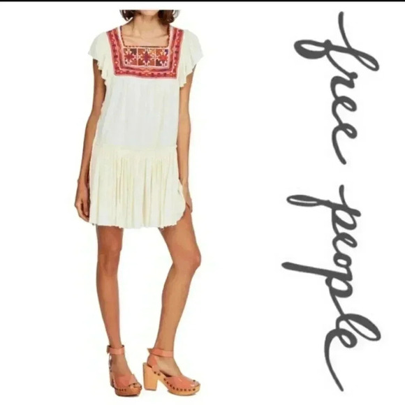 COPY - Free People Day Glow Mini Dress embroidered detail - Picture 2 of 5